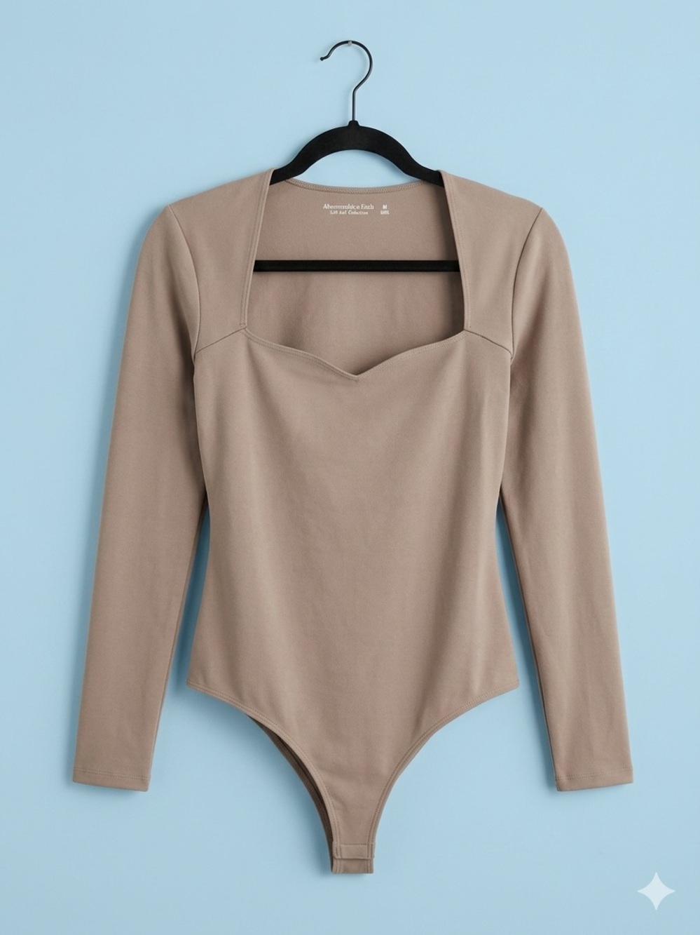 Abercrombie & Fitch Taupe Square Neck Long-Sleeve Bodysuit